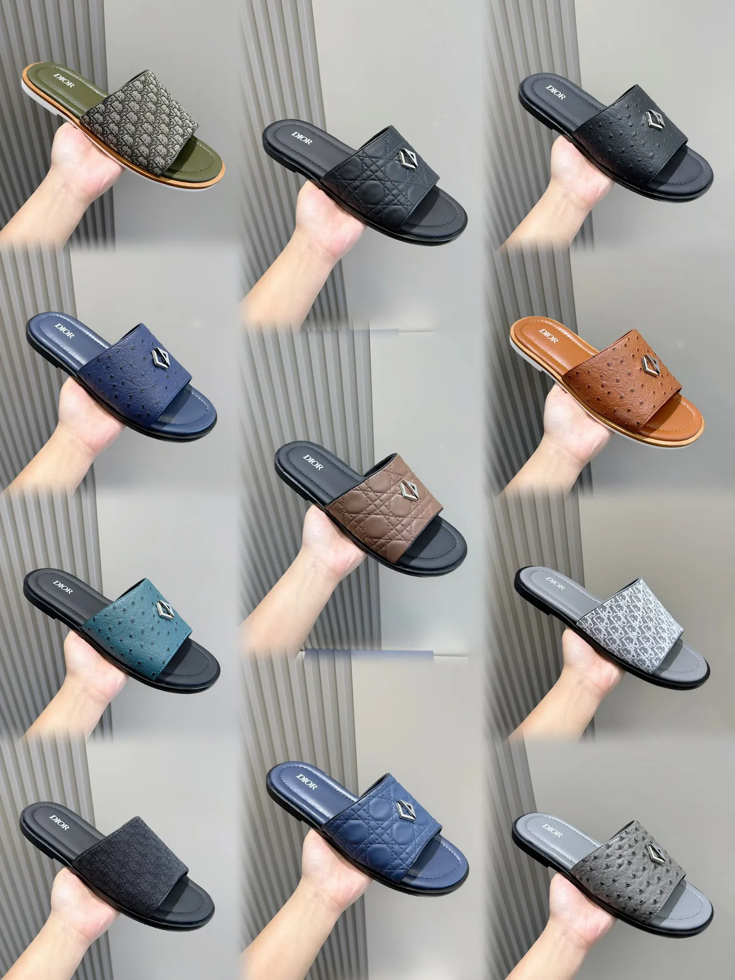 P320 [DIOR] Size 39-44 (38.45 custom-made) 2024ss Dior’s latest men’s slippers are a must-have. Dior Alias ​​Men's Genuine Leather Slippers This summer new Alias ​​sandal embodies a casual and elegant style. Carefully crafted from grained cow leather and Oblique printed fabric, with cowhide lining! Cross-strap design with metal-clad brass CD Diamond logo. The imported cowhide leather and rubber sole adds sophistication and comfort, while Oblique print-effect anti-slip panels add style.